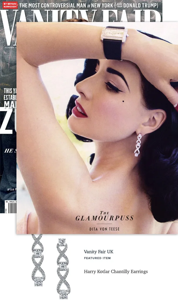 Harry Kotlar earrings featured in Vanity Fair UK October Issue