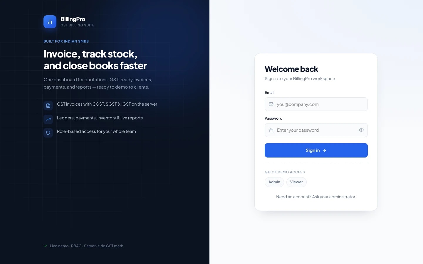 BillingPro — GST Billing & Inventory Software