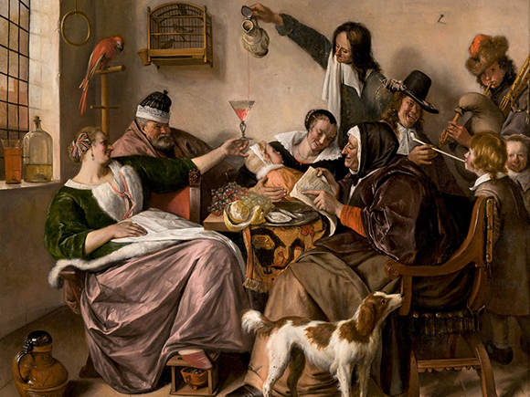 Jan Steen, Soo gesongen soo gepepen (detail), ca 1670, Mauritshuis, Den Haag