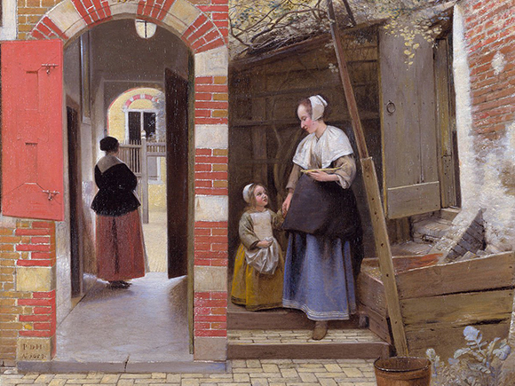 Pieter de Hooch, Binnenplaatsje van een huis in Delft (detail), 1658 © The National Gallery, London_groot