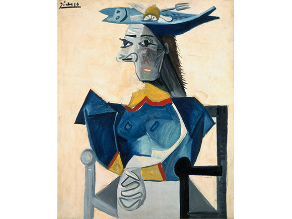 Pablo Picasso, Zittende vrouw met vishoed, 1942. c/o Pictoright Amsterdam/Stedelijk Museum Amsterdam