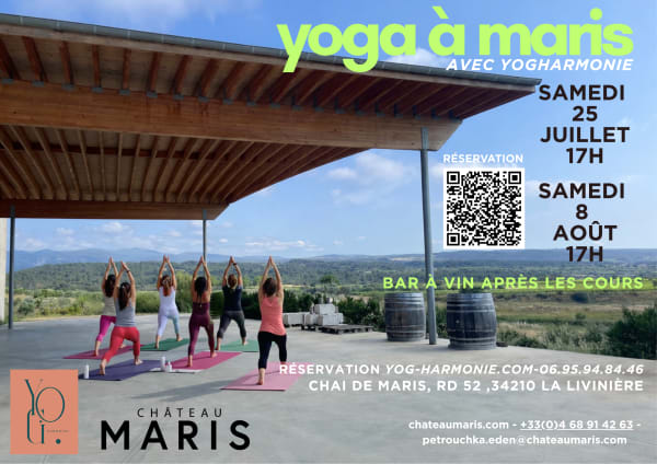 HARMONIE AU CRÉPUSCULE : YOGA DANS LES VIGNES chai chateau maris rd 52 la livnière