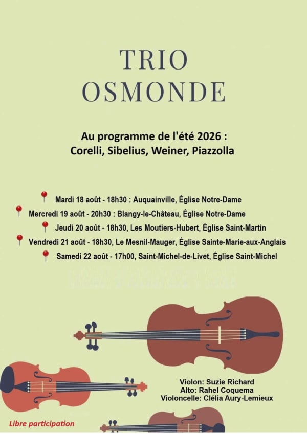 Concert - Trio Osmonde à l'Église de Blangy-le-Château