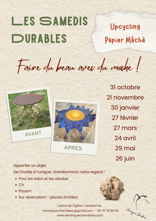 Les Samedis Durables : sensibilisation à l'Upcycling &  Papier Mâché