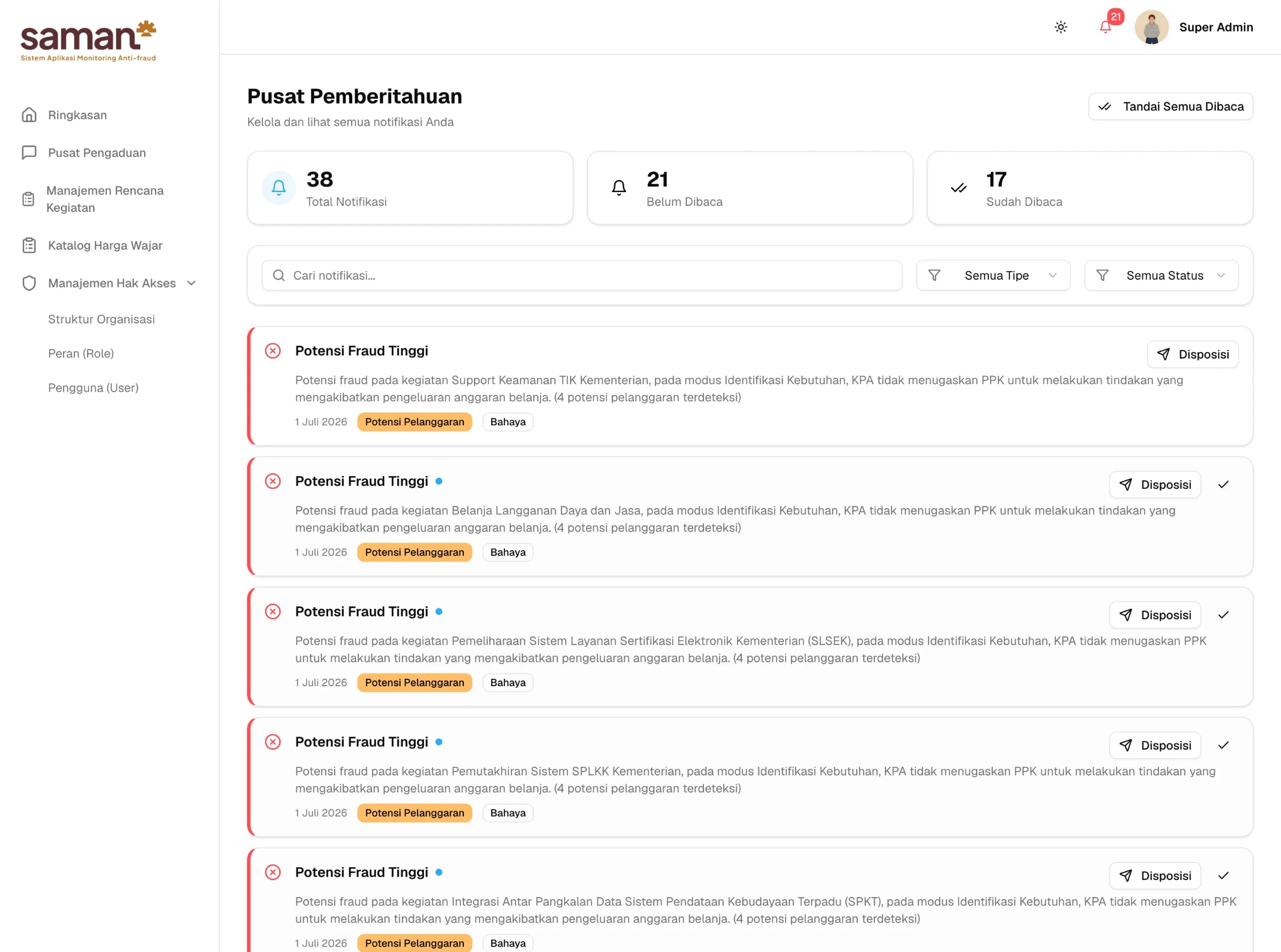 SAMAN — Anti-Fraud Monitoring System
