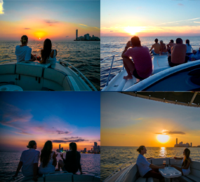 Beyond Colombia Tours | Bote de Fiesta Atardecer en la Bahía de Cartagena