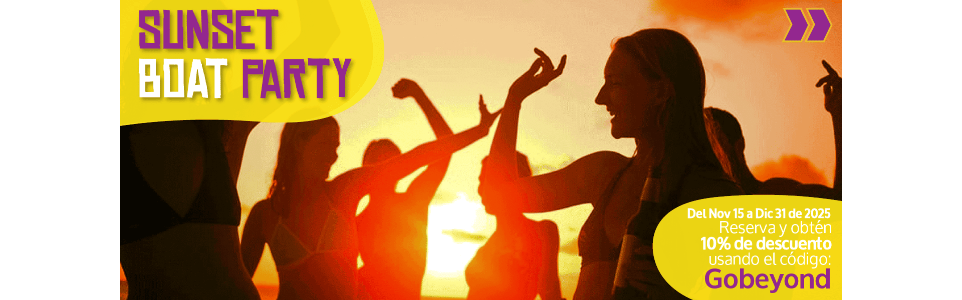 Beyond Colombia Tours | Tour: Bote de Fiesta Atardecer & Nocturno en la Bahía de Cartagena