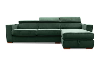 ANGUS VELVET RHF 3 Seater Chs with Sof/Bed (Fab) (2Ctn)