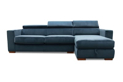 ANGUS VELVET RHF 3 Seater Chs with Sof/Bed (Fab) (2Ctn)