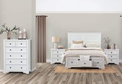CHANELLE 4 Piece King Tall Chest Bedroom Suite