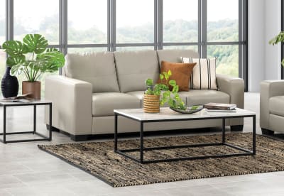 DIAMOND Leather-Look 3 Seater Sofa