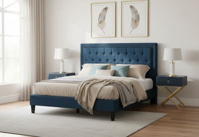 ARNOLD Navy Queen Bed