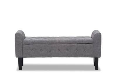 REIGN Light Grey Upholstered Storage Bench