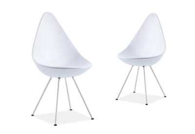 RIGOLET Set of 2 White Dining Chairs