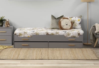 PINEDA Single Bed 2 Drawer