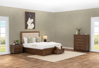 BOGOTA 4 Piece Queen Bed Tall Chest Suite.