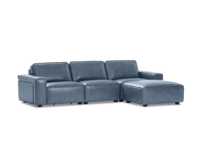 BARTELLE LEATHER 3.5 Seater Sofa with Ottoman.