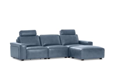 BARTELLE LEATHER 3.5 Seater Sofa with Ottoman.