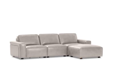 BARTELLE LEATHER 3.5 Seater Sofa with Ottoman.