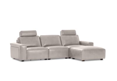 BARTELLE LEATHER 3.5 Seater Sofa with Ottoman.