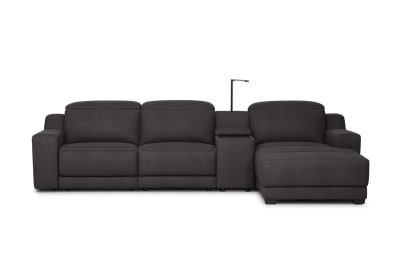 VANTRO FABRIC 3 Seater RHF Chaise with Console and Inbuilt Electric Recliner