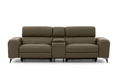 SINATRA LEATHER Media 3 Seater with 2 Inbuilt Electric Recliners