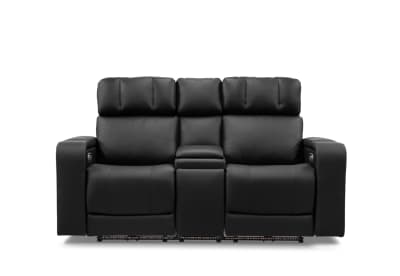 LAS VEGAS LEATHER Media 2 Seater Electric Recliner with Console