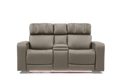 LAS VEGAS LEATHER Media 2 Seater Electric Recliner with Console