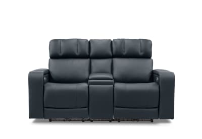 LAS VEGAS LEATHER Media 2 Seater Electric Recliner with Console