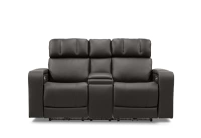 LAS VEGAS LEATHER Media 2 Seater Electric Recliner with Console