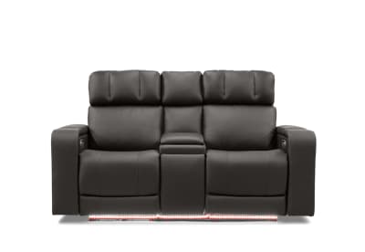 LAS VEGAS LEATHER Media 2 Seater Electric Recliner with Console
