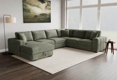 ANWEN FABRIC LHF Corner Chaise with Storage and Sofa Bed