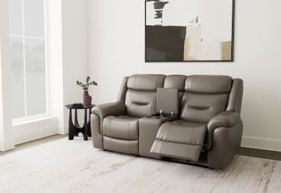 BRAYLON LEATHER 2 Seater Electric Recliners with Console