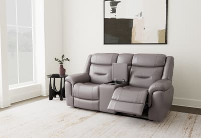 BRAYLON LEATHER 2 Seater Electric Recliners with Console