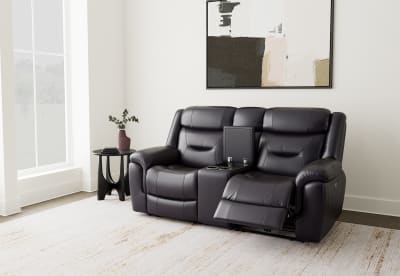 BRAYLON LEATHER 2 Seater Electric Recliners with Console
