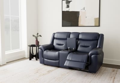 BRAYLON LEATHER 2 Seater Electric Recliners with Console