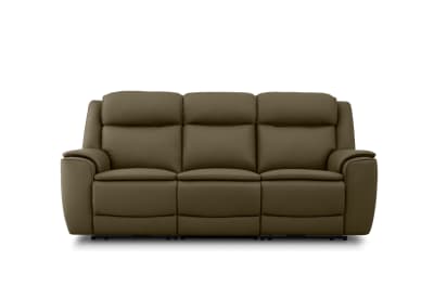 GLUSMAN LEATHER 3 Seater Sofa Electric Recliner with Drop-Down Table