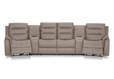 NADAL FABRIC 4 Seater Theatre Suite with 2 Inbuilt Electric Recliners and Console