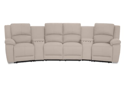 RODDICK FABRIC 4 Seater Theatre Suite with 2 Inbuilt Electric Recliners and Console