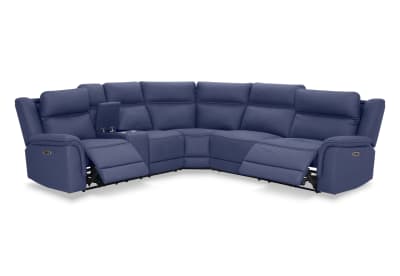 WOLFGANG FABRIC Corner Lounge with Electric Recliners and Console