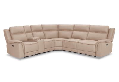WOLFGANG FABRIC Corner Lounge with Electric Recliners and Console