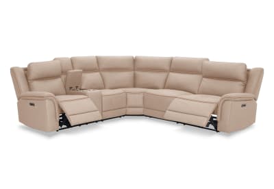 WOLFGANG FABRIC Corner Lounge with Electric Recliners and Console