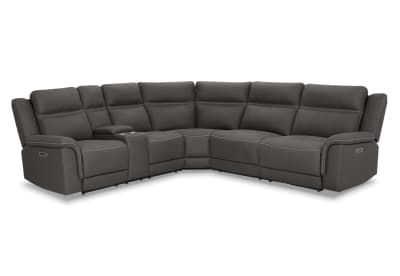 WOLFGANG FABRIC Corner Lounge with Electric Recliners and Console