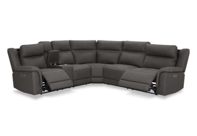 WOLFGANG FABRIC Corner Lounge with Electric Recliners and Console