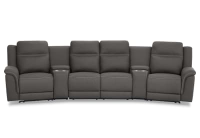 WOLFGANG FABRIC 4 Seater Theatre Suite with Electric Recliners and Console