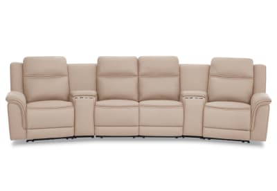 WOLFGANG FABRIC 4 Seater Theatre Suite with Electric Recliners and Console