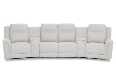 WOLFGANG FABRIC 4 Seater Theatre Suite with Electric Recliners and Console