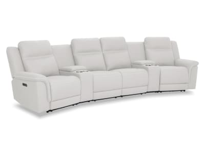 WOLFGANG FABRIC 4 Seater Theatre Suite with Electric Recliners and Console