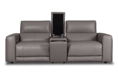 CHICAGO LEATHER 2 Seater Electric Recliner with 1 Console