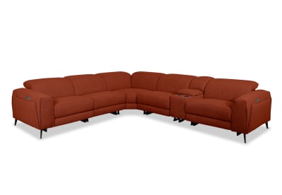 LORENZA FABRIC 5S Cnr Lounge with 2 Inbuilt ER and Cns
